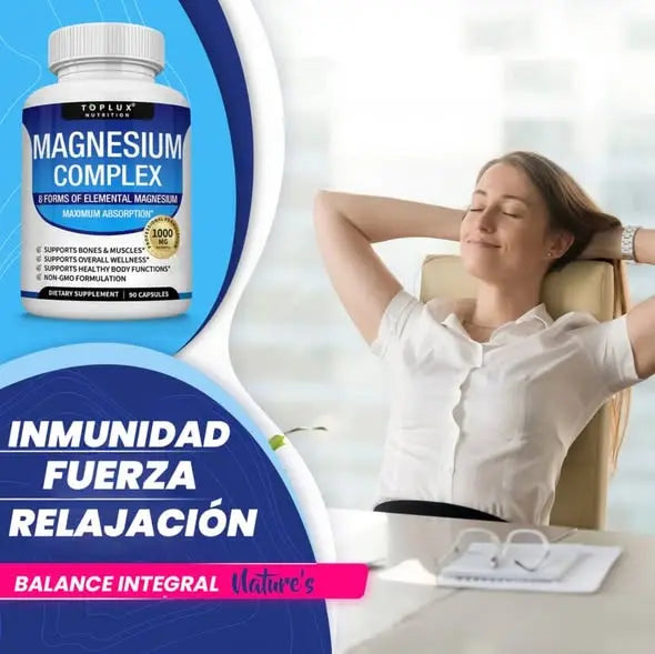 Magnesium Complex - 90 Cápsulas | Fórmula Avanzada con 8 Tipos de Magnesio en 1
